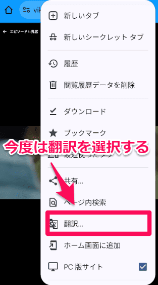 翻訳をする　選択